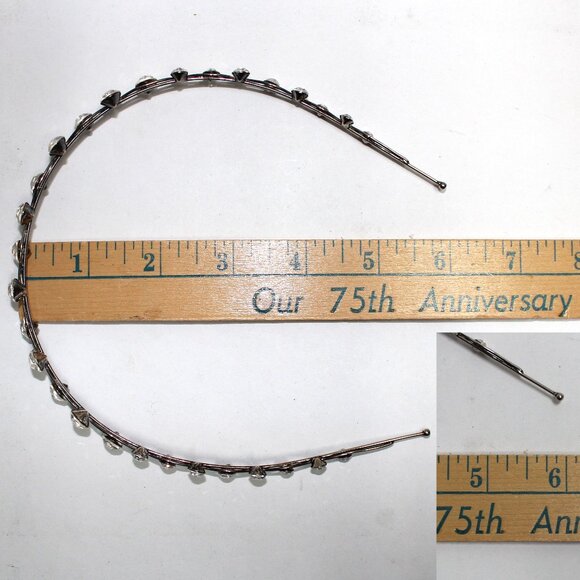 Clear Rhinestone Silvertone Hair Head Piece Band Decoration Trim Wedding Pageant - Picture 4 of 12